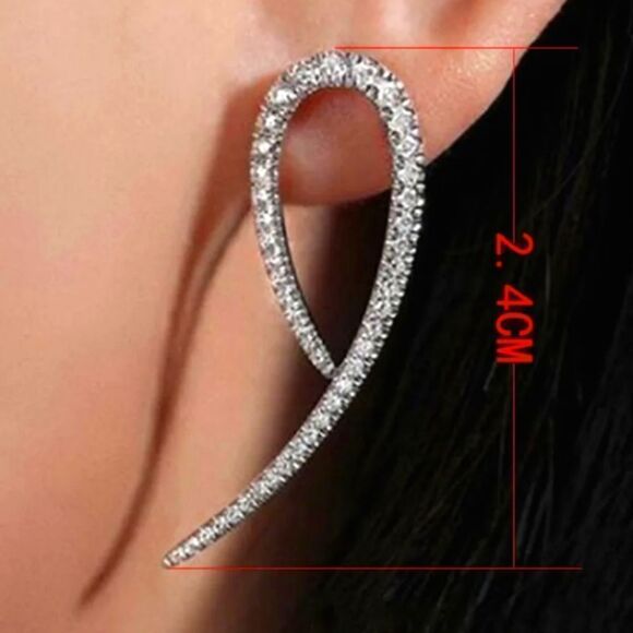 New Women's Clear White Diamond Dangle Stud Back Earrings o… - Picture 2 of 7